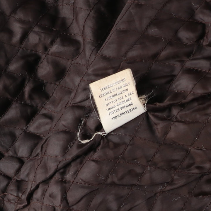 Ferganza padded leather jacket, men's size L genuine leather brown type Vintage Second Hand