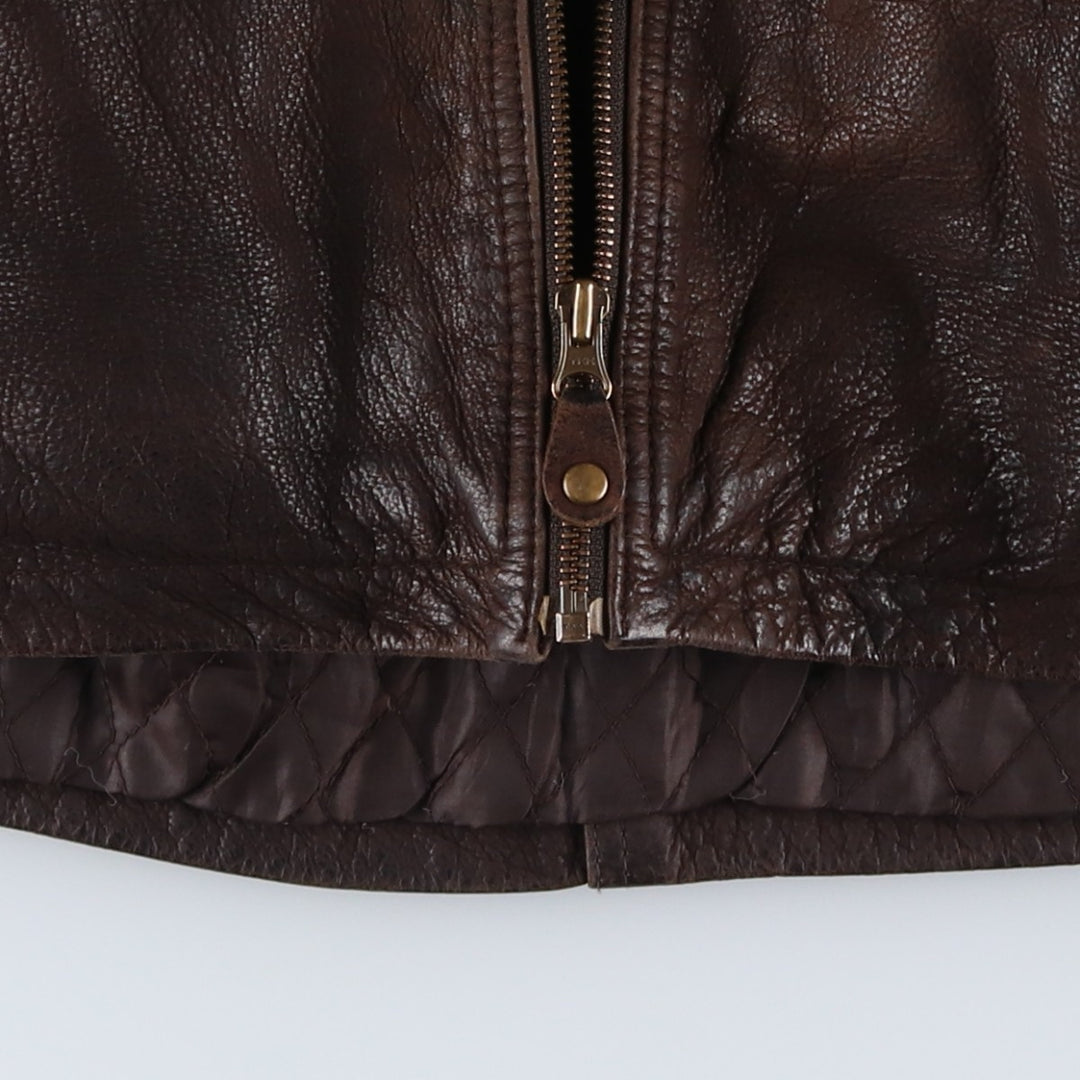 Ferganza padded leather jacket, men's size L genuine leather brown type Vintage Second Hand