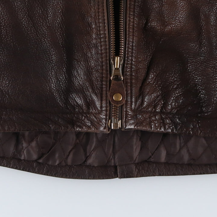 Ferganza padded leather jacket, men's size L genuine leather brown type Vintage Second Hand