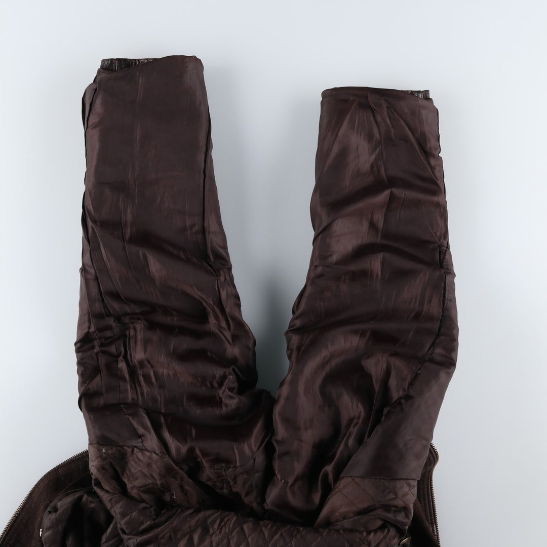 Ferganza padded leather jacket, men's size L genuine leather brown type Vintage Second Hand