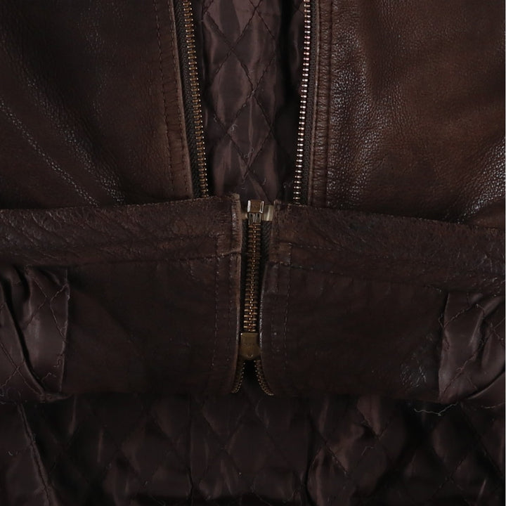 Ferganza padded leather jacket, men's size L genuine leather brown type Vintage Second Hand