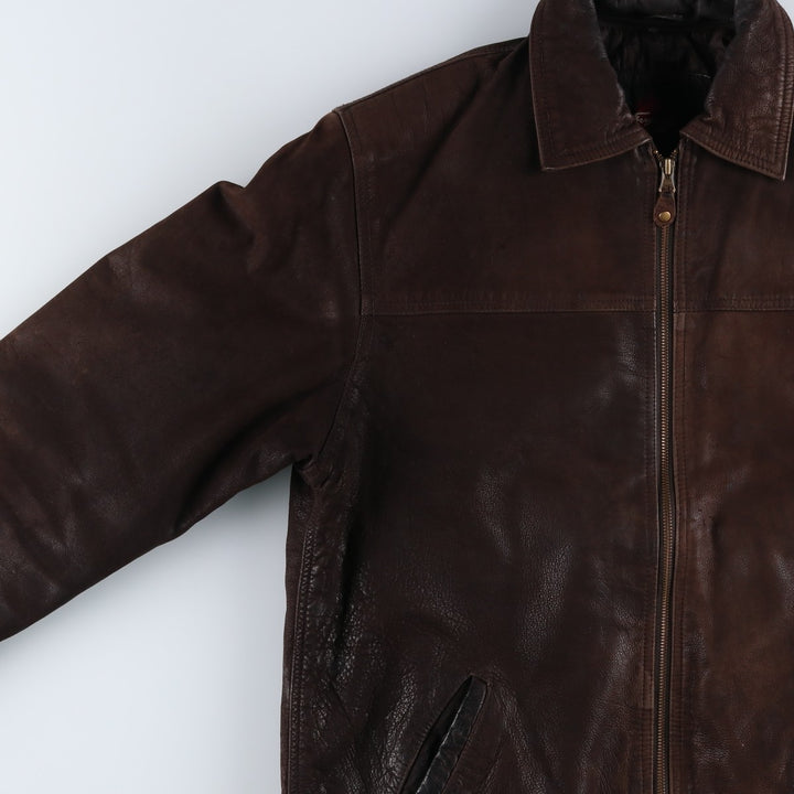 Ferganza padded leather jacket, men's size L genuine leather brown type Vintage Second Hand