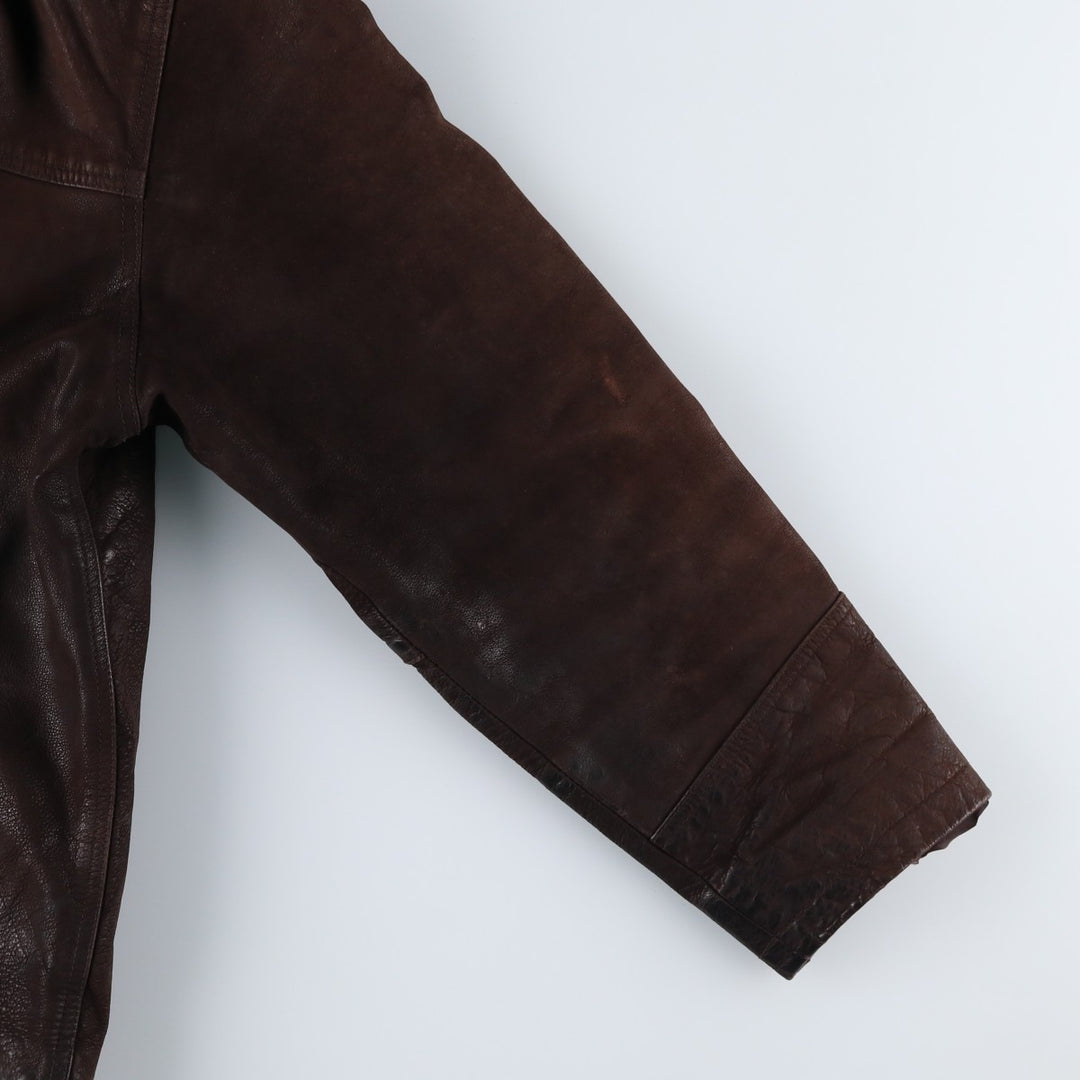 Ferganza padded leather jacket, men's size L genuine leather brown type Vintage Second Hand