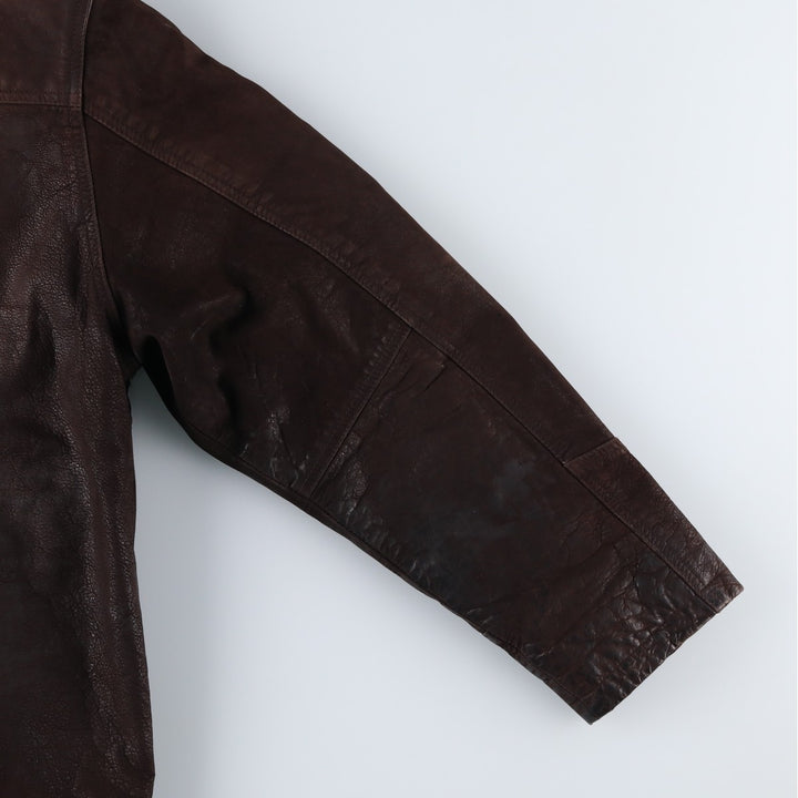 Ferganza padded leather jacket, men's size L genuine leather brown type Vintage Second Hand