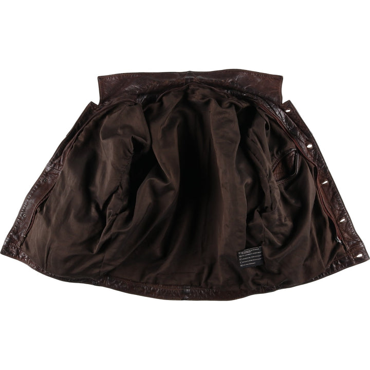 KIABI Trucker Jacket Leather Jacket Men's XL genuine leather brown type Vintage Second Hand