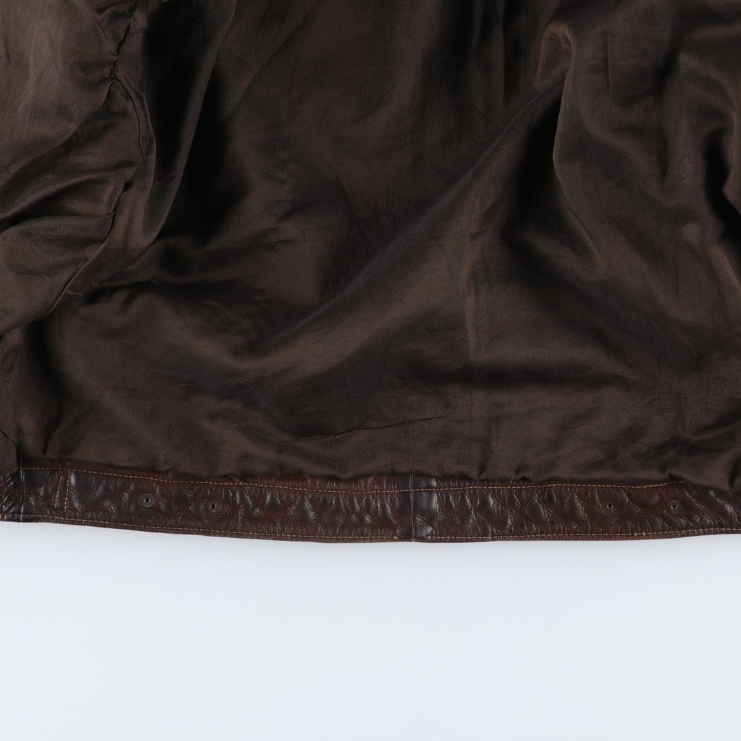 KIABI Trucker Jacket Leather Jacket Men's XL genuine leather brown type Vintage Second Hand