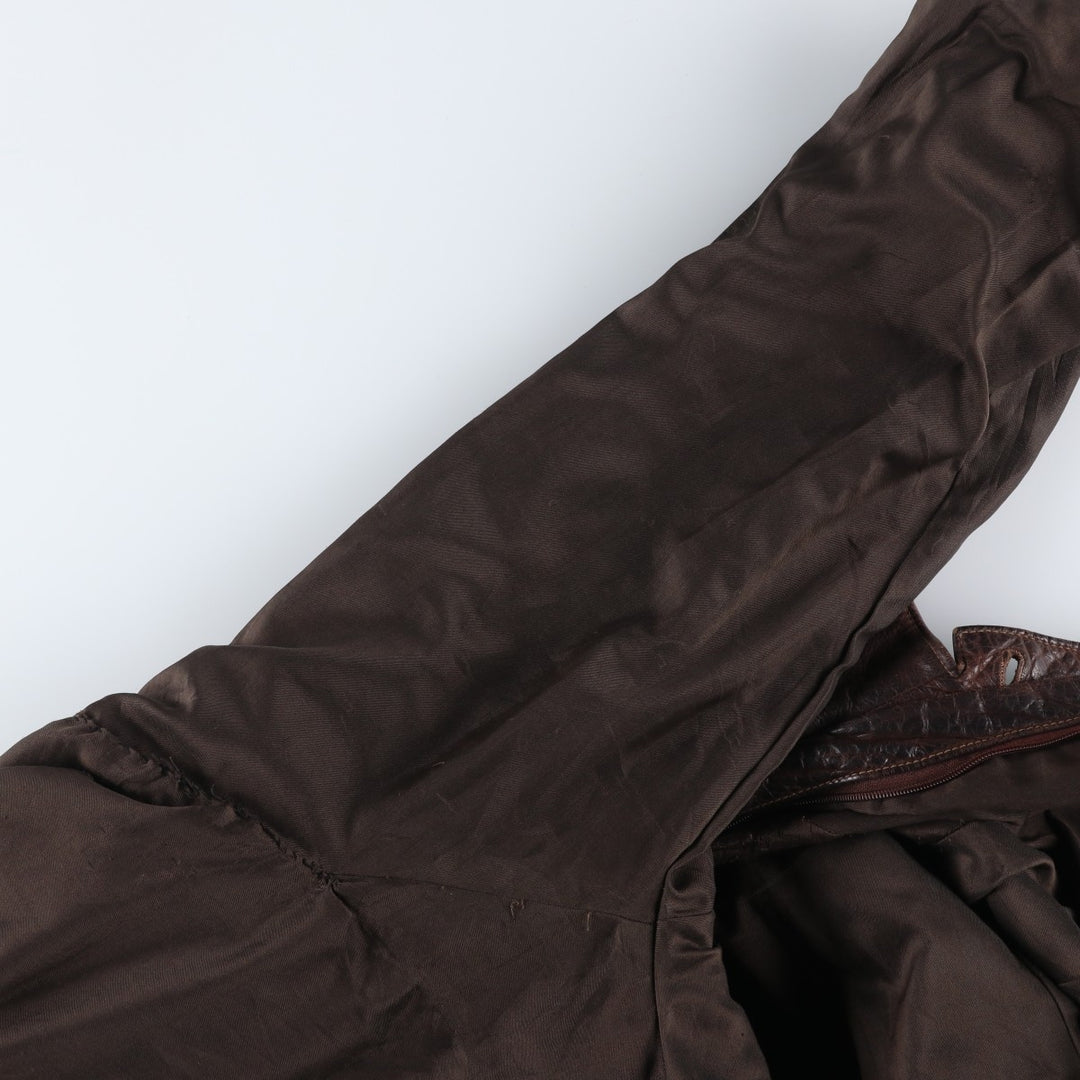 KIABI Trucker Jacket Leather Jacket Men's XL genuine leather brown type Vintage Second Hand
