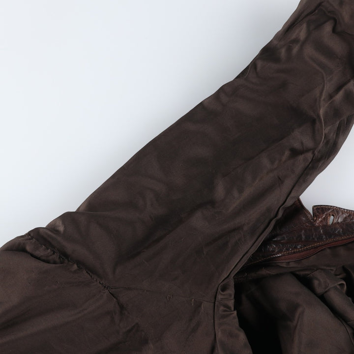 KIABI Trucker Jacket Leather Jacket Men's XL genuine leather brown type Vintage Second Hand