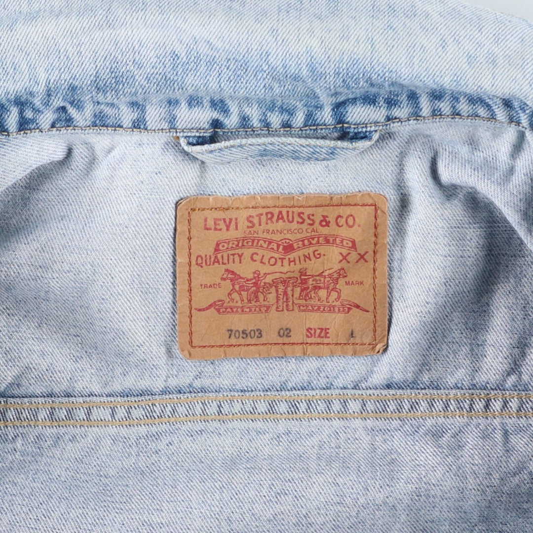 90'S Levi's Euro Model Denim Jacket, Made in Italy, Men's Size L, Vintage cotton blue type Vintage Second Hand