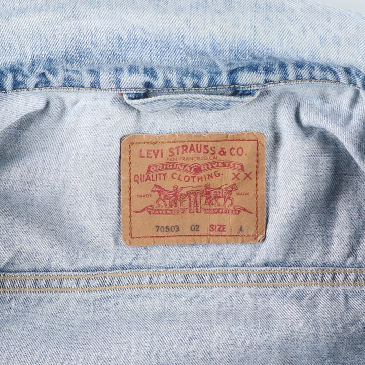 90'S Levi's Euro Model Denim Jacket, Made in Italy, Men's Size L, Vintage cotton blue type Vintage Second Hand