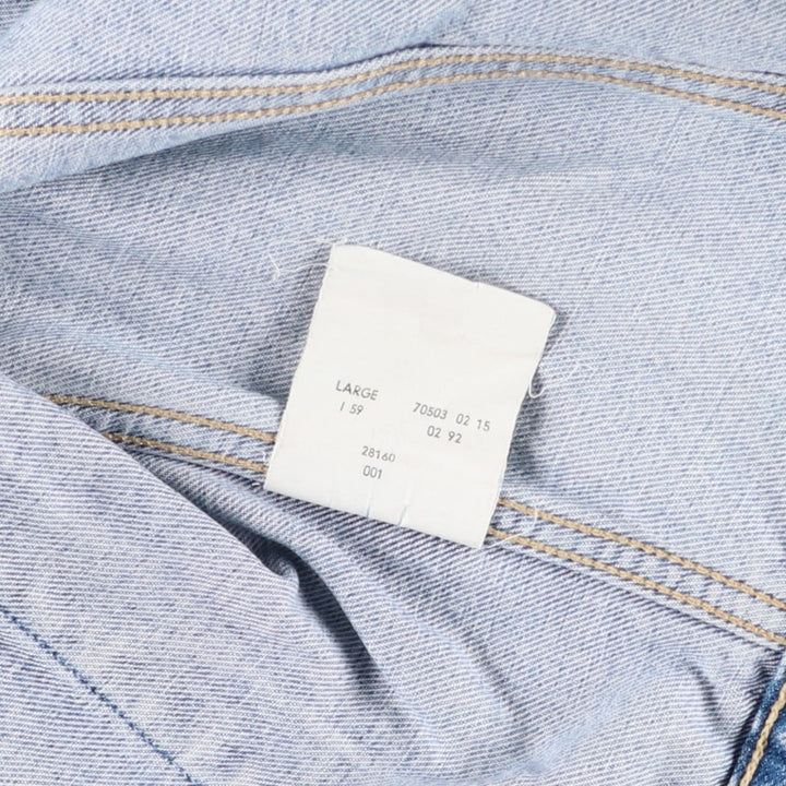 90'S Levi's Euro Model Denim Jacket, Made in Italy, Men's Size L, Vintage cotton blue type Vintage Second Hand