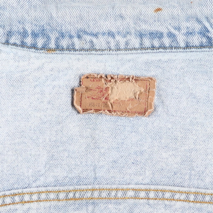 90'S Levi's 70507-0219 denim jacket, denim jacket, made in USA, men's size L, vintage cotton blue type Vintage Second Hand