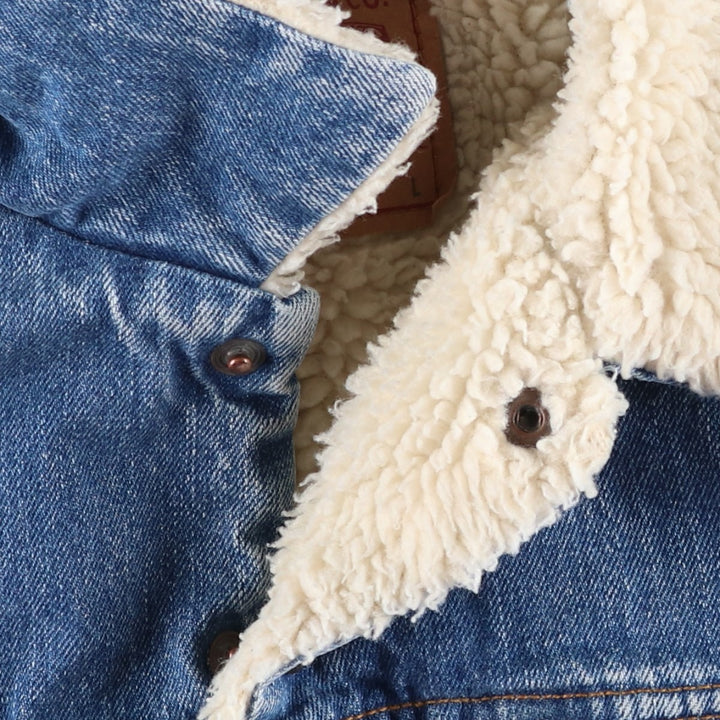 90'S Levi's 71500-0414 Denim Boa Jacket, Men's Size L, Vintage cotton blue type Vintage Second Hand