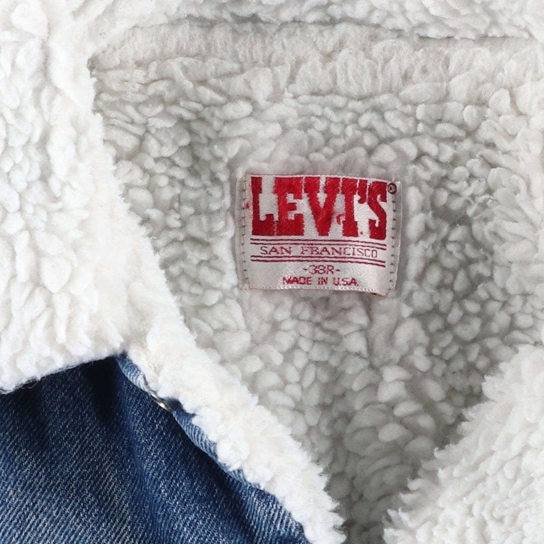 90'S Levi's 70608-0216 Denim Boa Jacket, Made in USA, Men's Size Medium, Vintage cotton blue type Vintage Second Hand