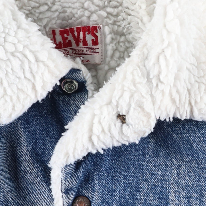 90'S Levi's 70608-0216 Denim Boa Jacket, Made in USA, Men's Size Medium, Vintage cotton blue type Vintage Second Hand