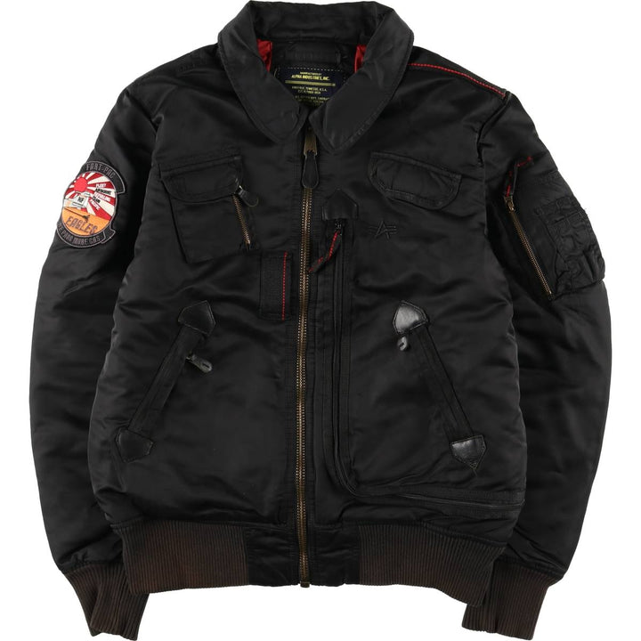 Alpha ALPHA military flight jacket with padding, size M (civilian product) Nylon black type Vintage Second Hand
