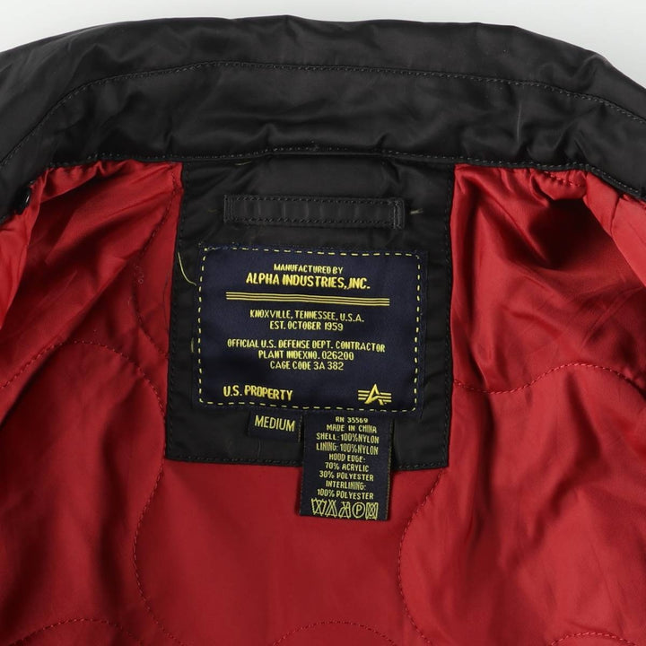 Alpha ALPHA military flight jacket with padding, size M (civilian product) Nylon black type Vintage Second Hand