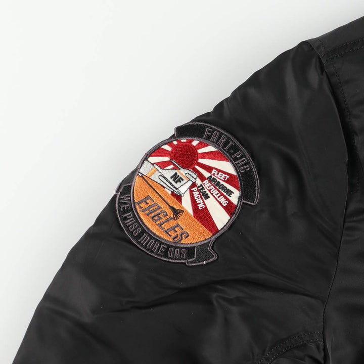 Alpha ALPHA military flight jacket with padding, size M (civilian product) Nylon black type Vintage Second Hand