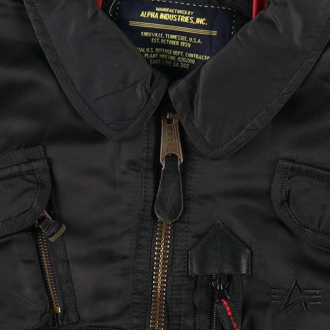 Alpha ALPHA military flight jacket with padding, size M (civilian product) Nylon black type Vintage Second Hand