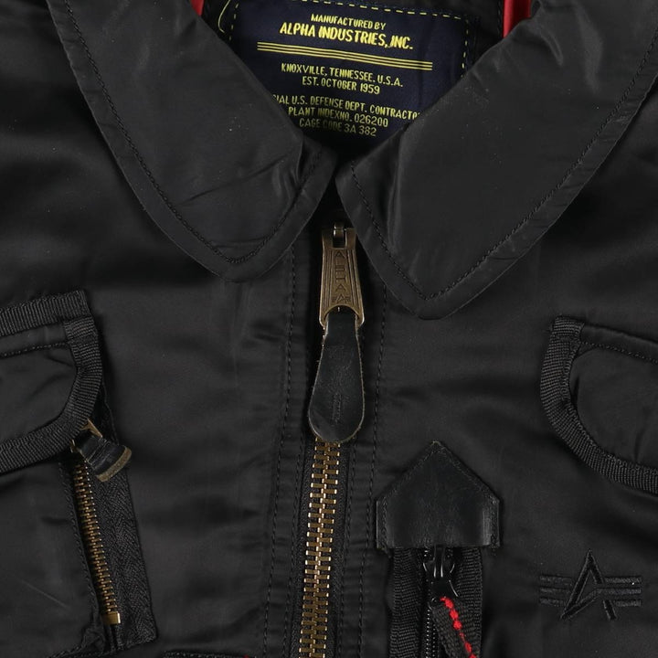 Alpha ALPHA military flight jacket with padding, size M (civilian product) Nylon black type Vintage Second Hand