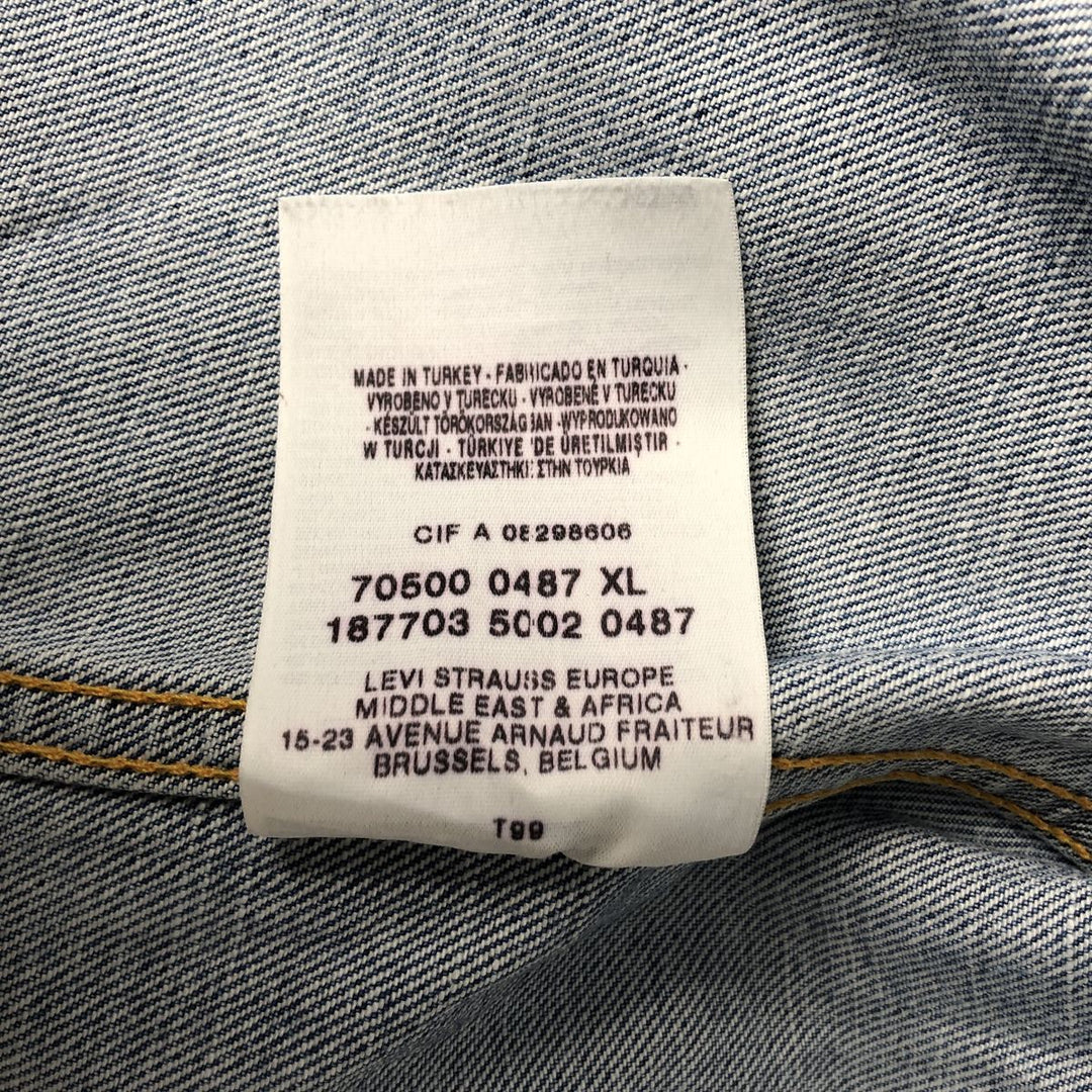 2000'S Levi's 70500-0487 Euro Model Denim Jacket, Men's Size XL cotton blue type Vintage Second Hand