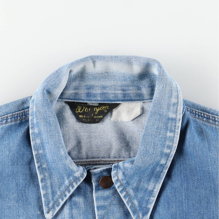 Vintage 1980'S Wrangler NO-FAULT DENIMS floral print denim jacket, men's size M unclear blue type Vintage Second Hand