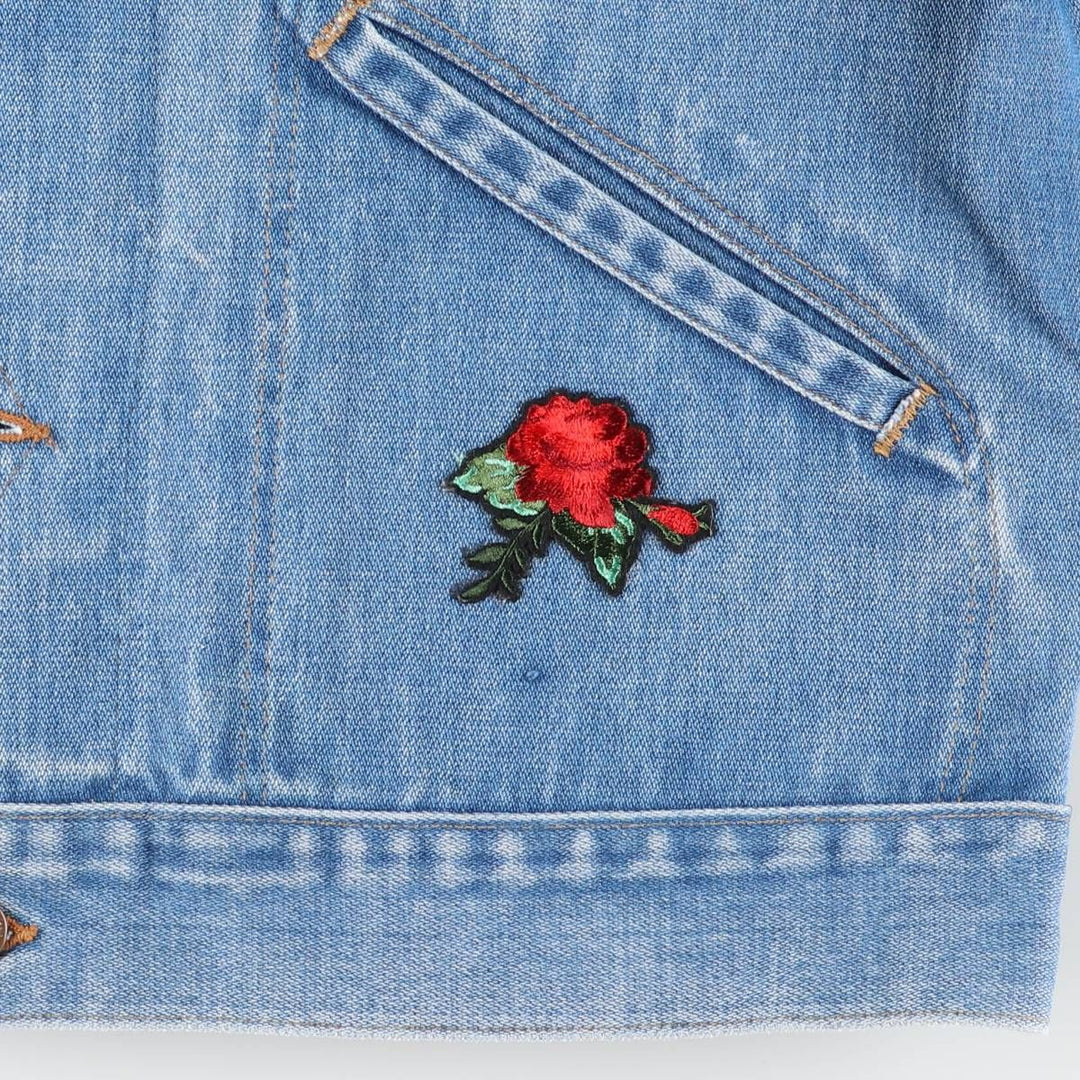 Vintage 1980'S Wrangler NO-FAULT DENIMS floral print denim jacket, men's size M unclear blue type Vintage Second Hand