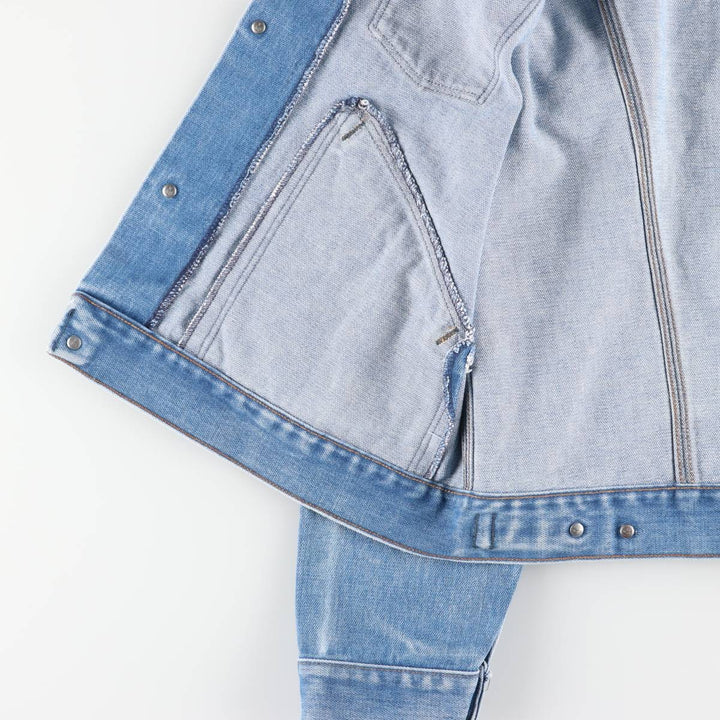 Vintage 1980'S Wrangler NO-FAULT DENIMS floral print denim jacket, men's size M unclear blue type Vintage Second Hand