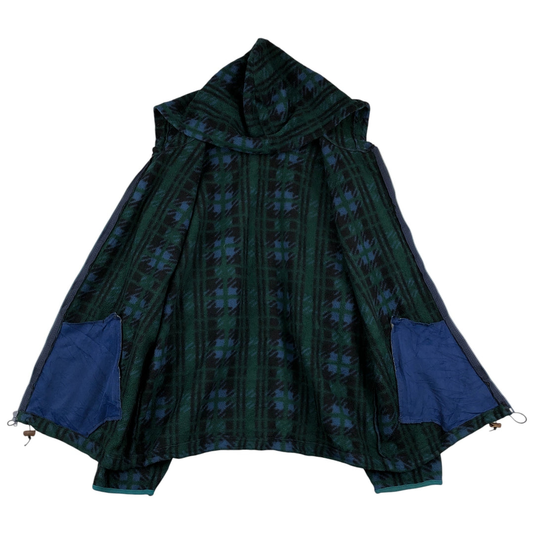 90s-00'S LLBean all-over print fleece full-zip hoodie, men's size L unclear Green type dark green Vintage Second Hand