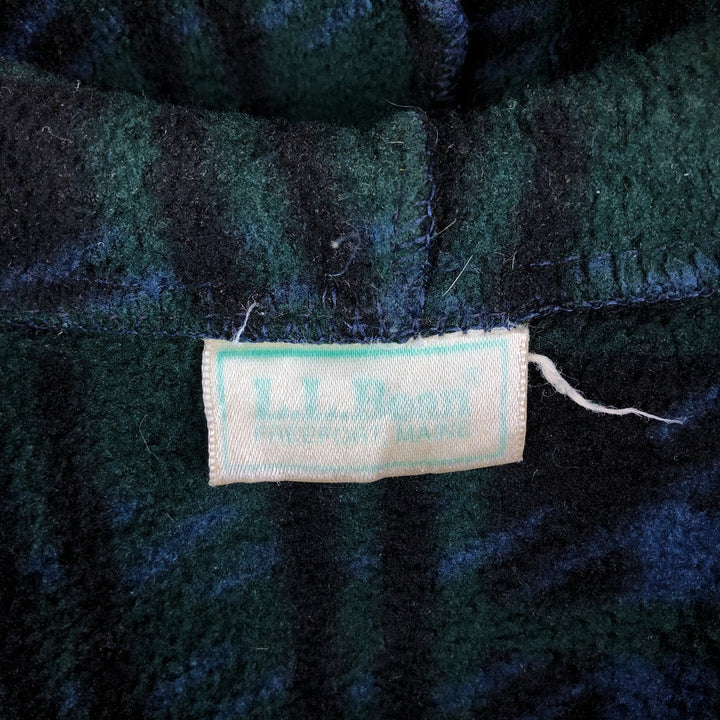 90s-00'S LLBean all-over print fleece full-zip hoodie, men's size L unclear Green type dark green Vintage Second Hand