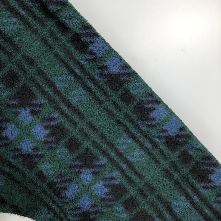 90s-00'S LLBean all-over print fleece full-zip hoodie, men's size L unclear Green type dark green Vintage Second Hand