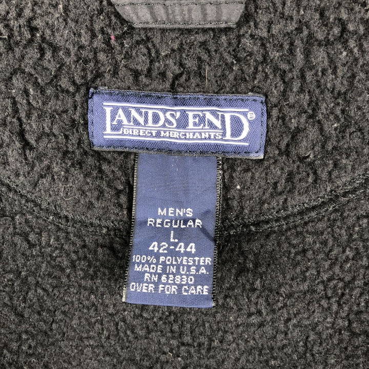 Vintage 80s-90'S Land's End fleece jacket, made in the USA, size L, men's polyester black type Vintage Second Hand