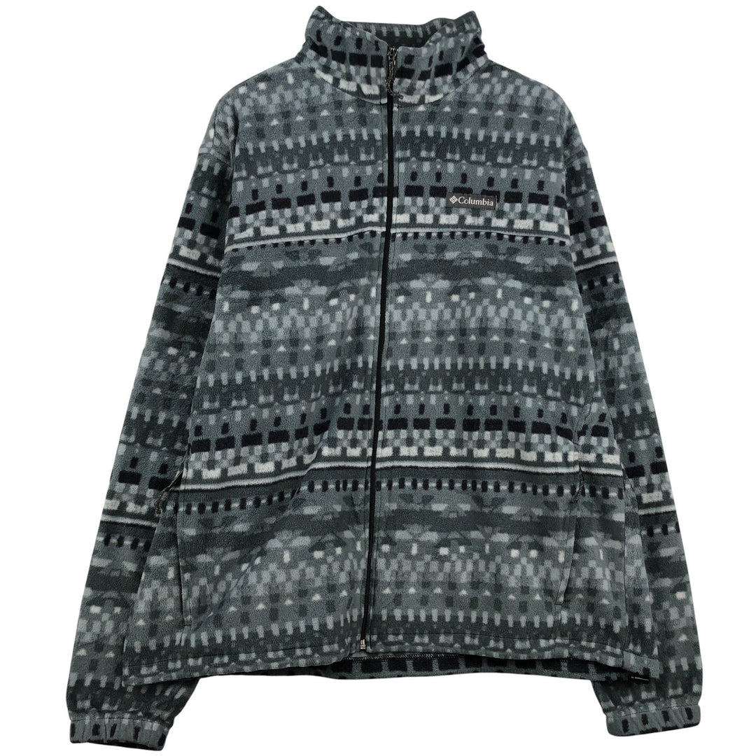 Columbia All-Over Print Fleece Jacket, Men's XL polyester gray type Vintage Second Hand