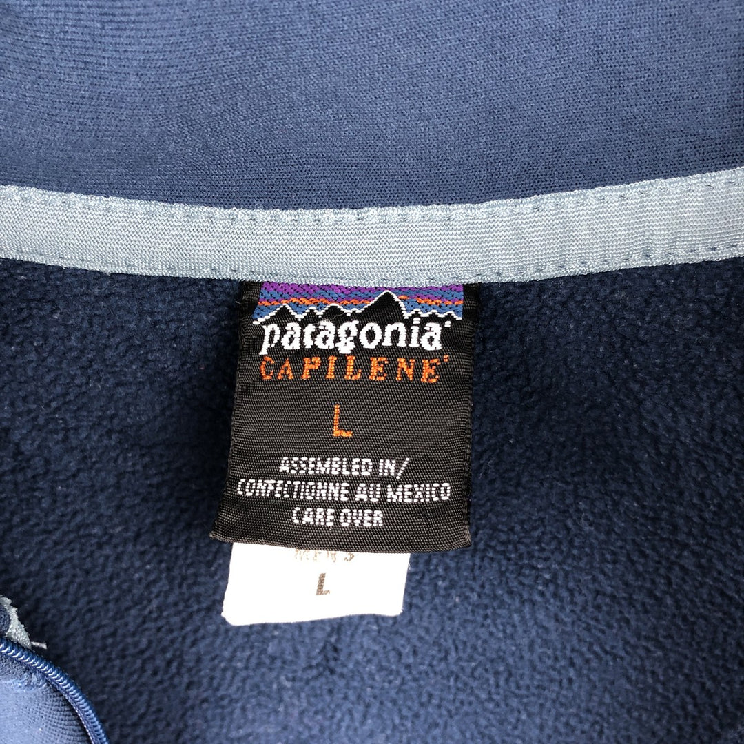 2000'S Patagonia CAPILENE 43600F4 Half-Zip Fleece Pullover, Men's Size L polyester Navy blue Vintage Second Hand
