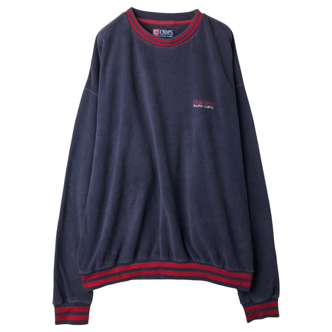 Ralph Lauren CHAPS fleece sweatshirt, men's size XXL cotton navy blue type Vintage Second Hand