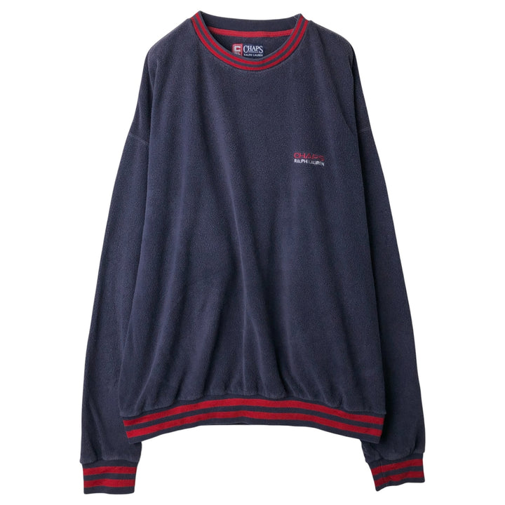 Ralph Lauren CHAPS fleece sweatshirt, men's size XXL cotton navy blue type Vintage Second Hand