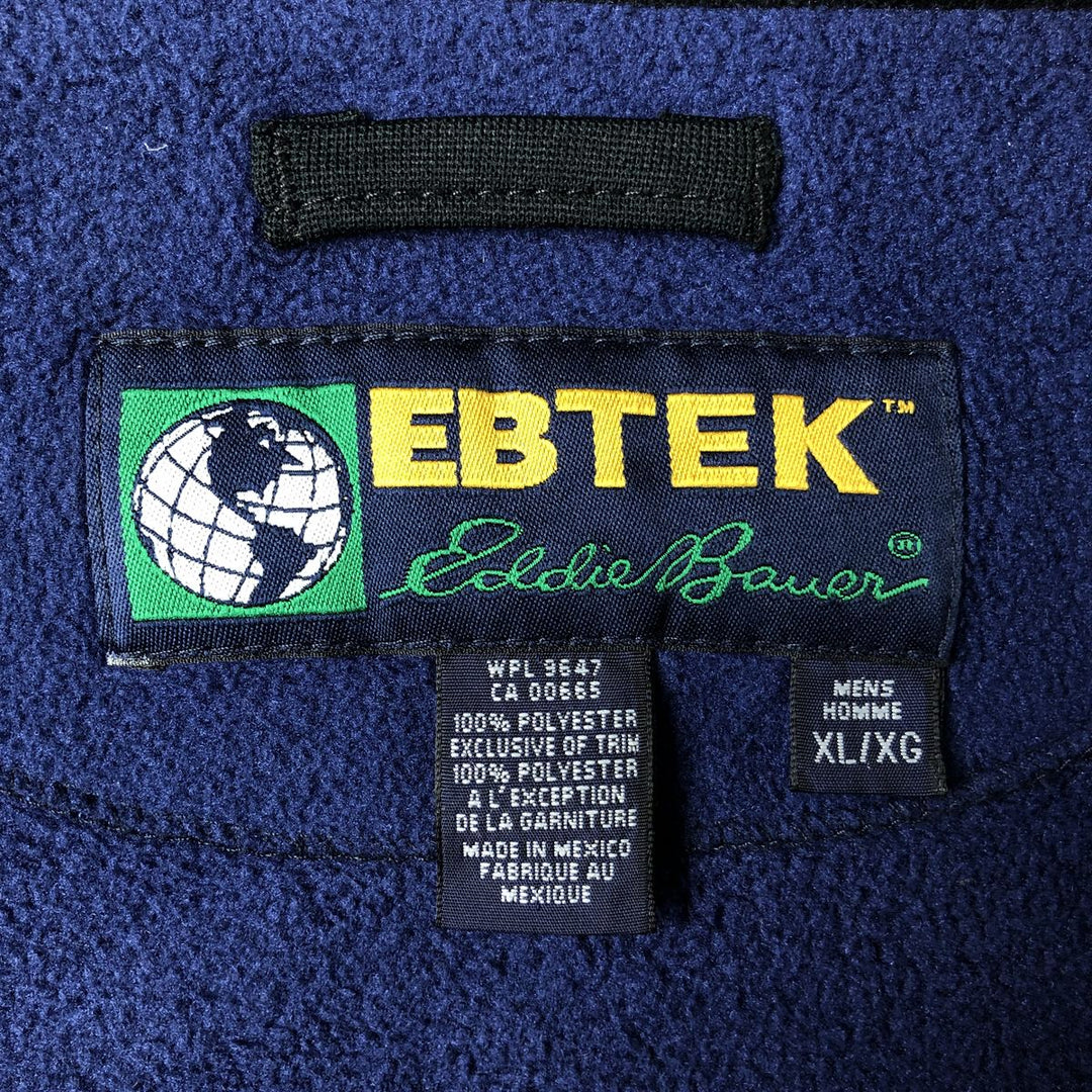 Vintage 90'S Eddie Bauer EBTEK fleece jacket, men's size XL polyester navy blue type Vintage Second Hand