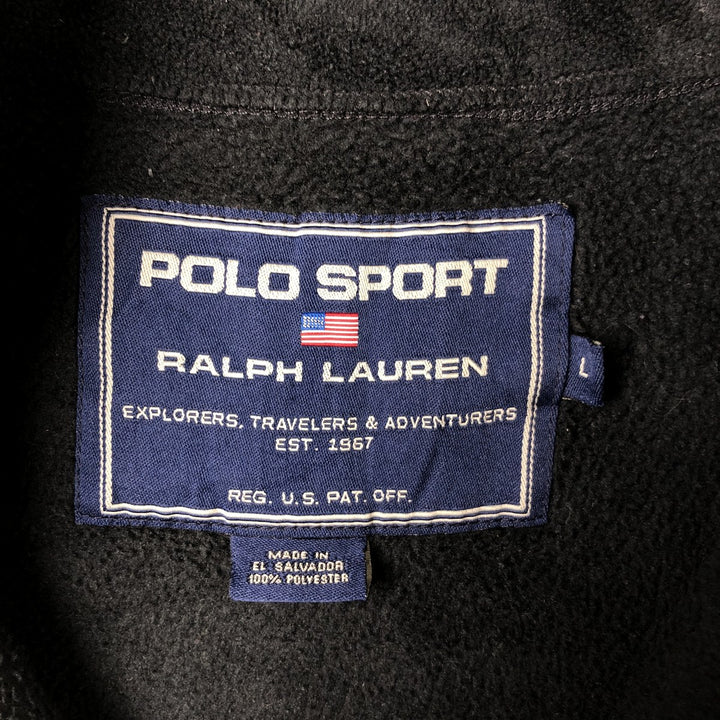 Ralph Lauren POLO SPORT Half-Zip Fleece Pullover, Men's Size L polyester black type Vintage Second Hand