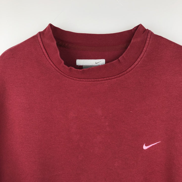 00'S Nike One Point Logo Sweatshirt Trainer Men's L size cotton Red type red-purple Vintage Second Hand