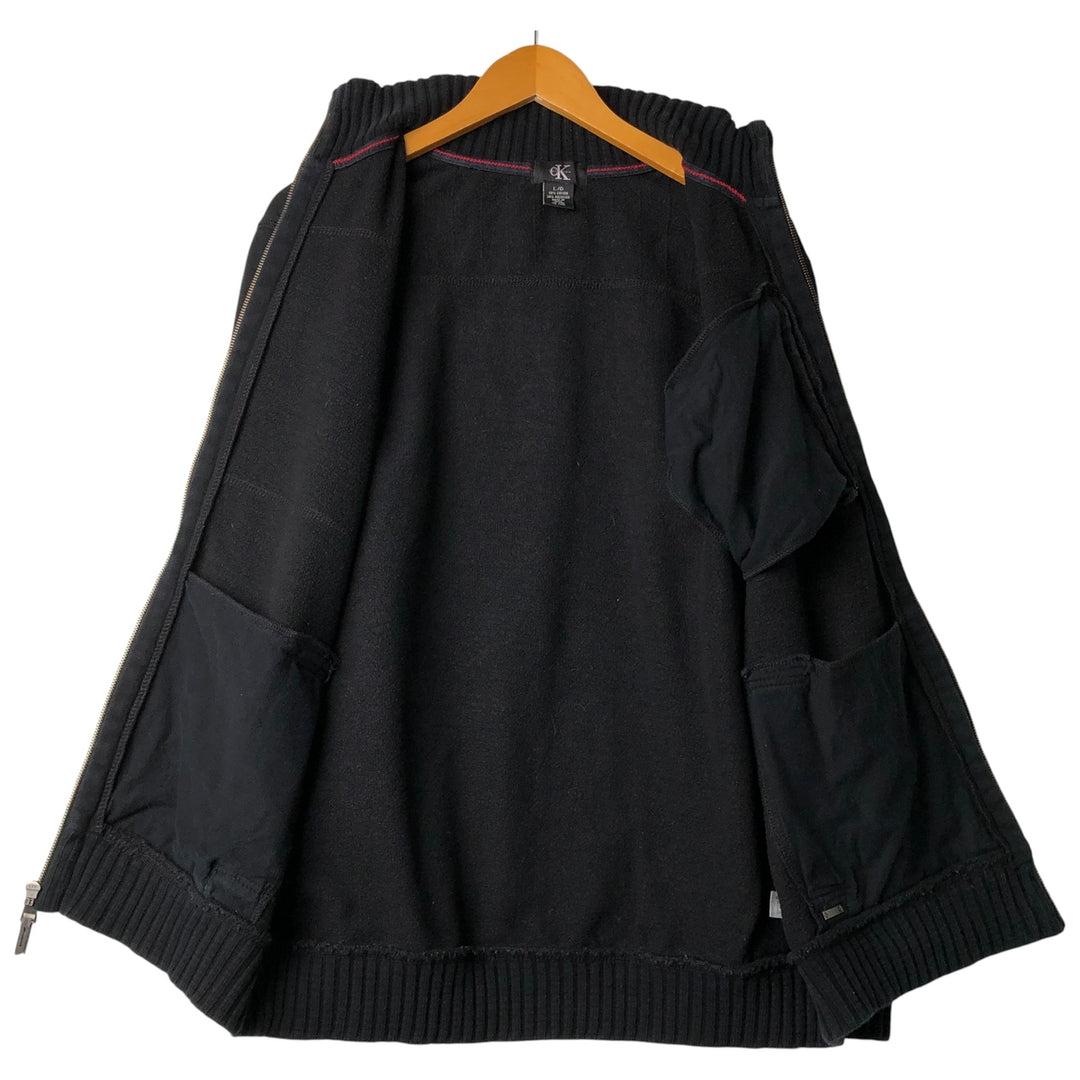 Calvin Klein full-zip sweatshirt, men's size L cotton black type Vintage Second Hand