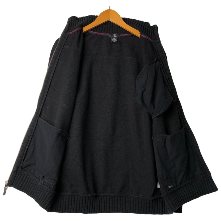 Calvin Klein full-zip sweatshirt, men's size L cotton black type Vintage Second Hand