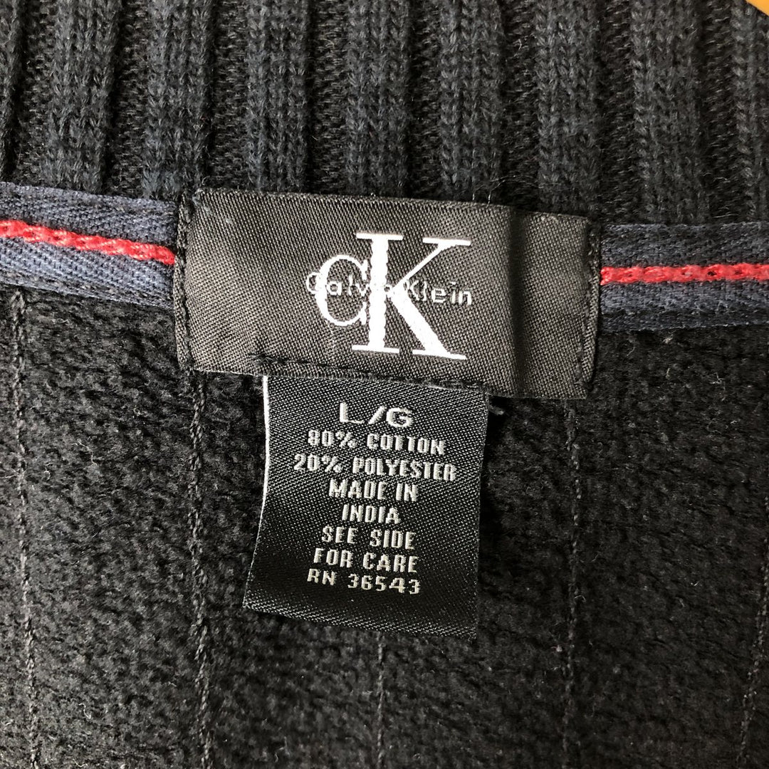 Calvin Klein full-zip sweatshirt, men's size L cotton black type Vintage Second Hand