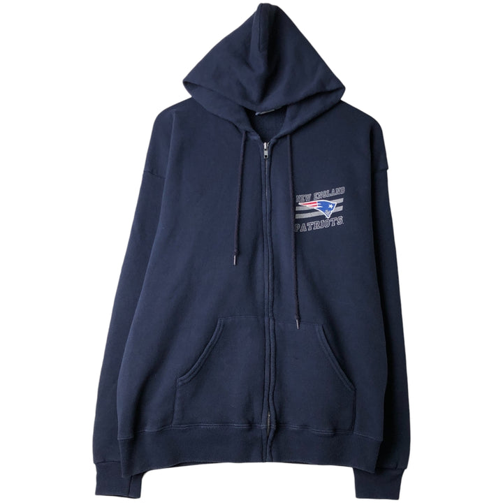 Vintage 90'S Lee NFL New England Patriots full-zip sweatshirt hoodie, Made in USA, Men's Size L cotton navy blue type Vintage Second Hand
