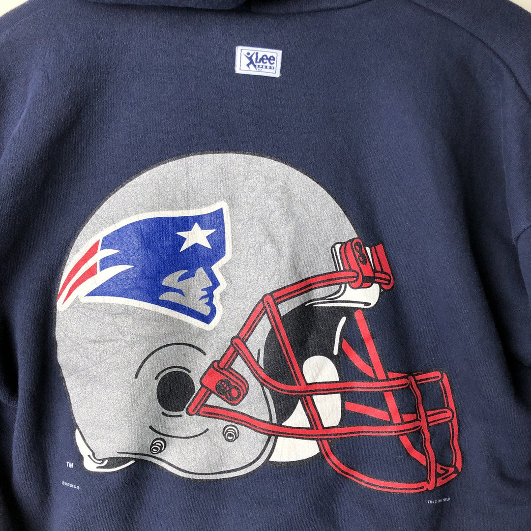 Vintage 90'S Lee NFL New England Patriots full-zip sweatshirt hoodie, Made in USA, Men's Size L cotton navy blue type Vintage Second Hand
