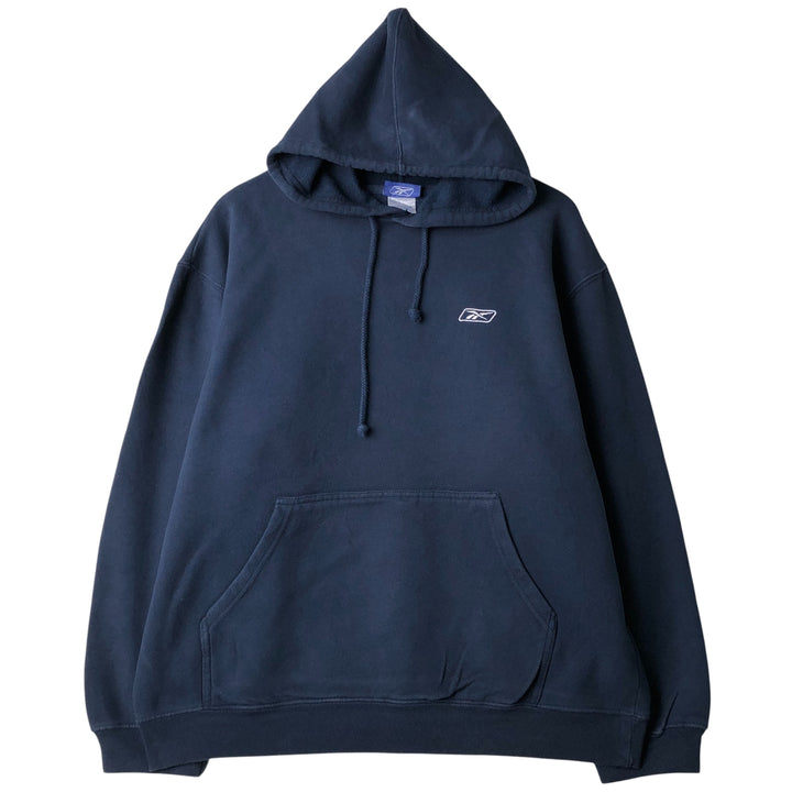 Reebok Sweatshirt Pullover Hoodie, Men's XL cotton navy blue type Vintage Second Hand