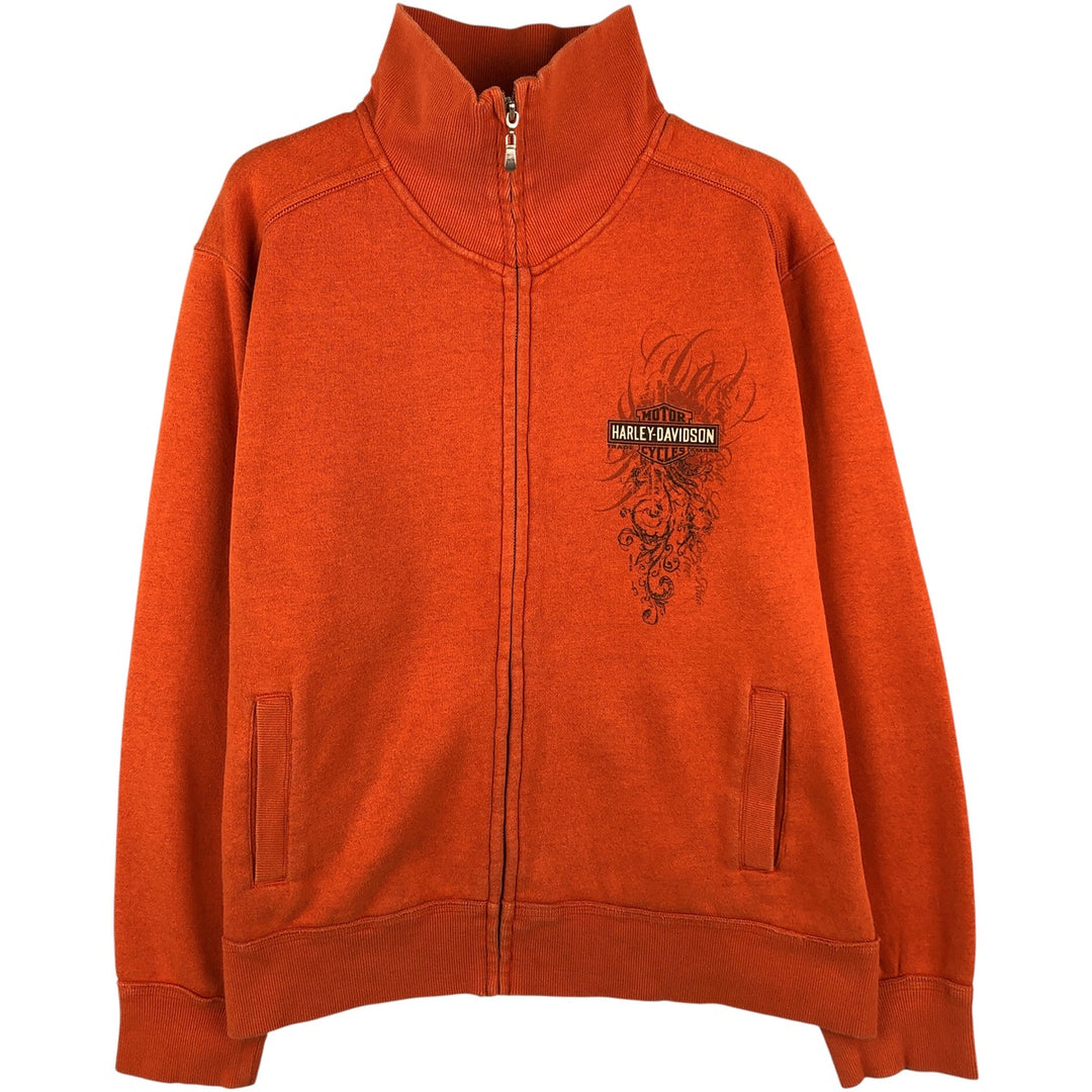 Harley-Davidson High-Neck Full-Zip Sweatshirt, Men's Size XL cotton orange type Vintage Second Hand