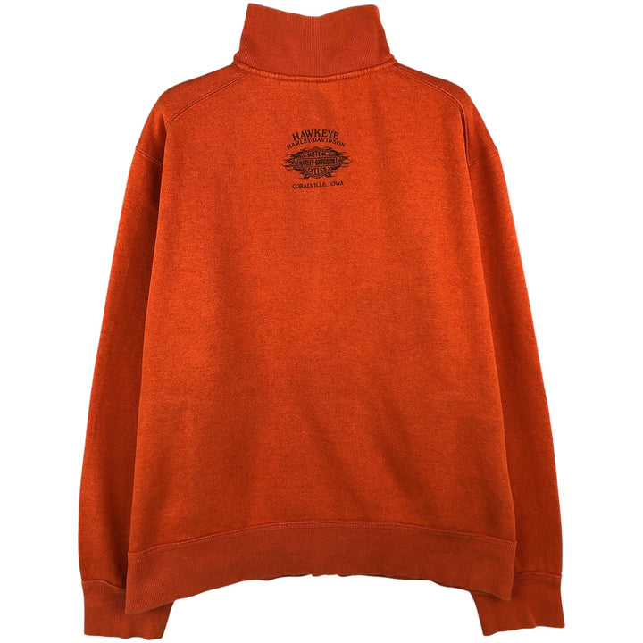 Harley-Davidson High-Neck Full-Zip Sweatshirt, Men's Size XL cotton orange type Vintage Second Hand