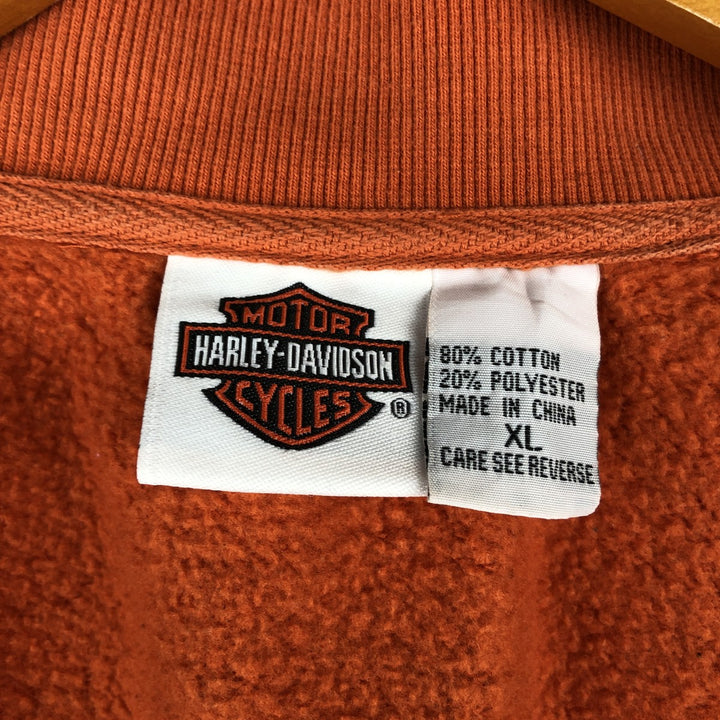 Harley-Davidson High-Neck Full-Zip Sweatshirt, Men's Size XL cotton orange type Vintage Second Hand