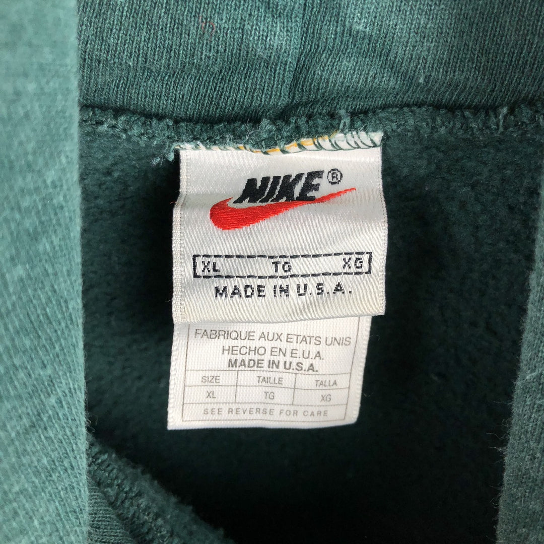 90'S Nike Sweatshirt Pullover Hoodie Made in USA Men's XL Vintage cotton Green type dark green Vintage Second Hand
