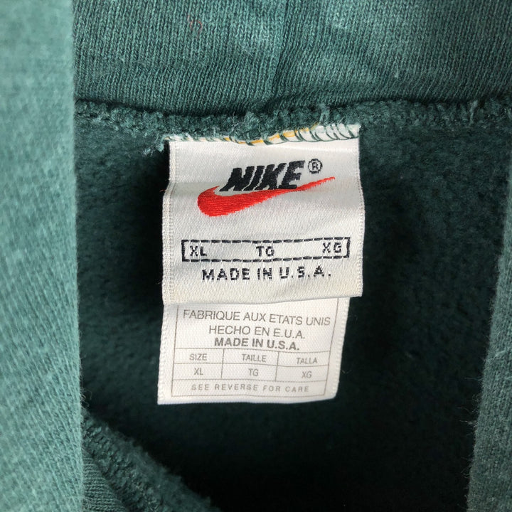 90'S Nike Sweatshirt Pullover Hoodie Made in USA Men's XL Vintage cotton Green type dark green Vintage Second Hand